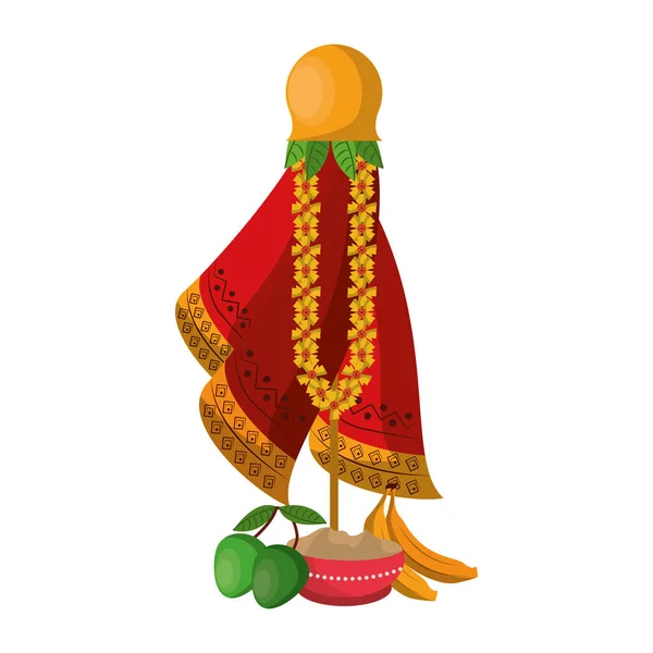 Festival Ugadi che offre cartoni animati in vaso — Vettoriale Stock