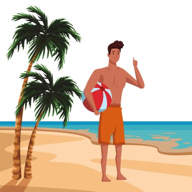 Yaz karikatüründeki genç adam