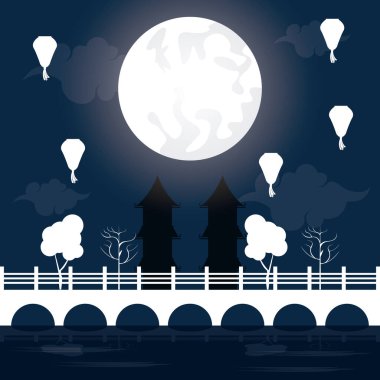 Sonbahar ortası aylı festival manzarası