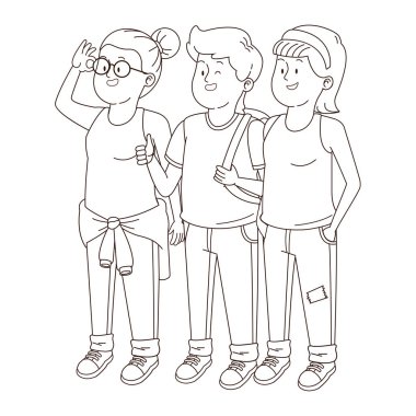 Gençler arkadaşlar gülümseyen ve siyah beyaz tebrik