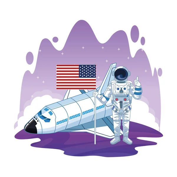 Astronaut in de ruimtevaart cartoons — Stockvector