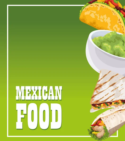 Deliciosos iconos de póster de comida mexicana — Vector de stock