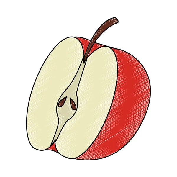 苹果半切涂鸦 — 图库矢量图片