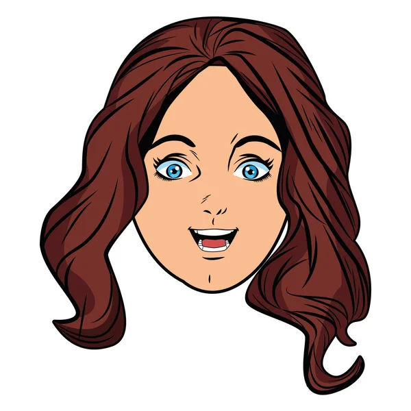 Jong meisje gezicht avatar cartoon — Stockvector