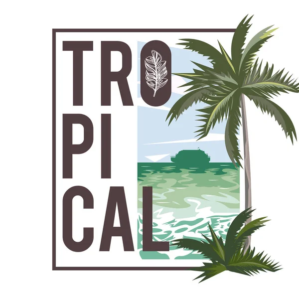 Tropisches Leben und Strandsommerkarte — Stockvektor