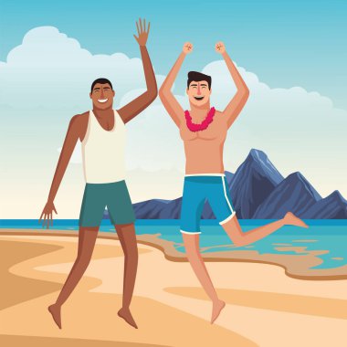 Genç arkadaşlar ve yaz karikatürleri