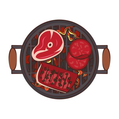 Lezzetli barbekü ızgara gıda karikatür