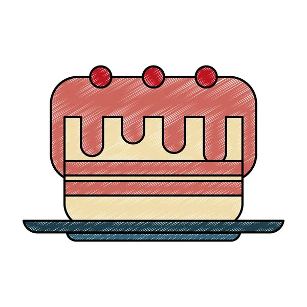 Délicieux gâteau d'anniversaire gribouiller — Image vectorielle