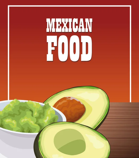 Poster makanan Meksiko dengan guacamole - Stok Vektor