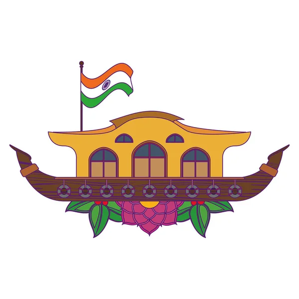 Hindu ganges barge icon cartoon — Stock Vector