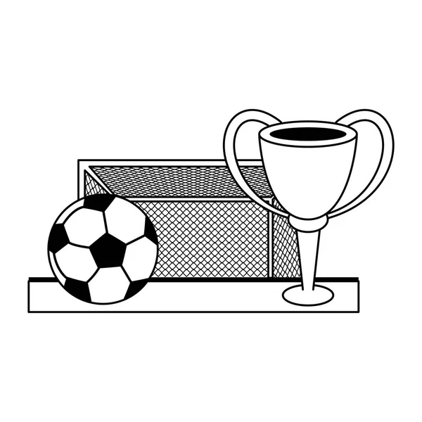 Futebol jogo de desporto desenhos animados isolados em preto e branco — Vetor de Stock