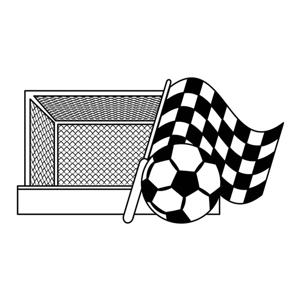 足球足球运动游戏卡通在黑色和白色 — 图库矢量图片