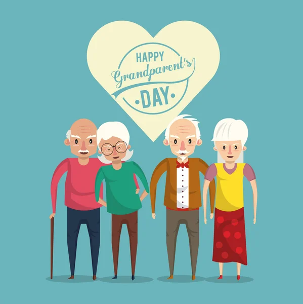 Happy grandparents day card with cartoons — Stock Vector