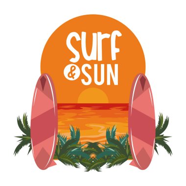 Sörf ve Güneş Yaz Kartı çizgi filmleri