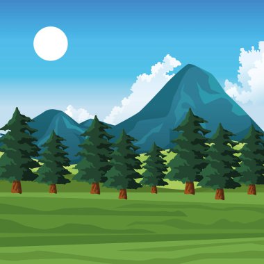 Doğa parkı manzara karikatürü
