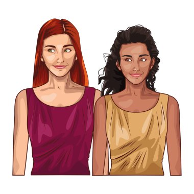 Çizgi film mankenleri gülümsüyor.