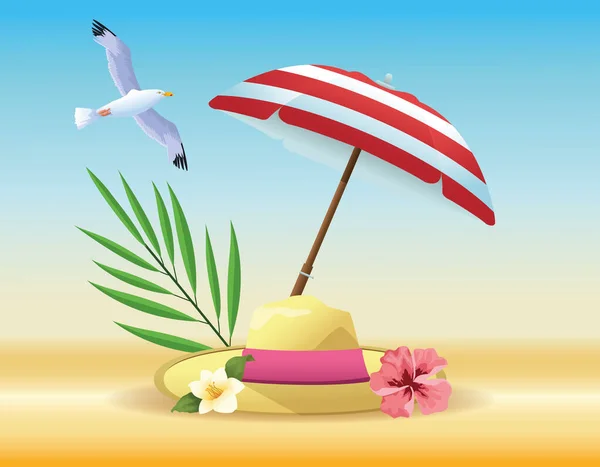 Καλοκαίρι και παραλία προϊόντα κινούμενα σχέδια — Διανυσματικό Αρχείο