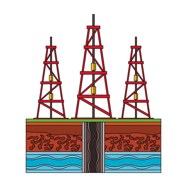 Olieraffinaderij gasfabriek cartoon — Stockvector