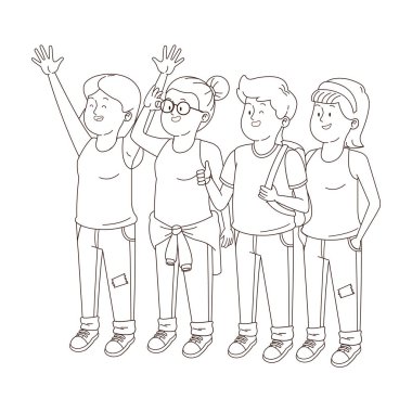 Gençler arkadaşlar gülümseyen ve siyah beyaz tebrik