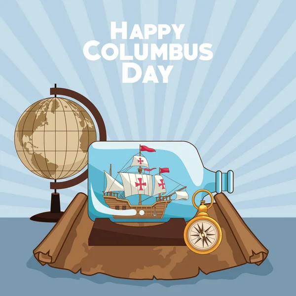 Colombus columbus napi kártya plakát — Stock Vector