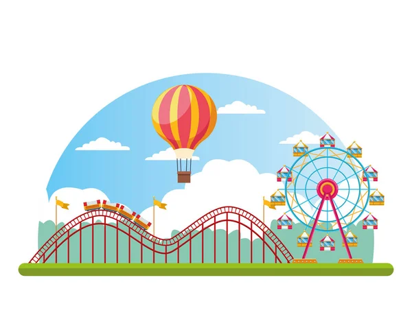 Circus fair festival scenery cartoon — Stock Vector