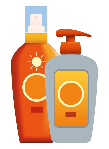 Bronceadores de sol productos cosméticos — Vector de stock