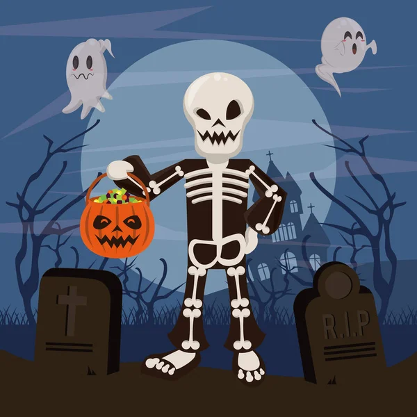 Halloween legrační a děsivé karikatury — Stockový vektor