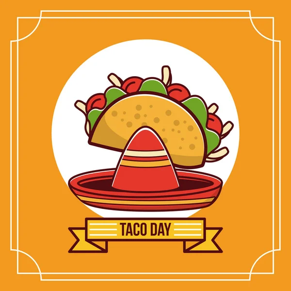 Jour du Taco dessin animé mexicain alimentaire — Image vectorielle