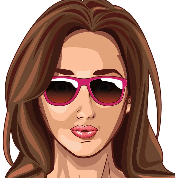 Pop arte hermosa mujer cara de dibujos animados — Vector de stock