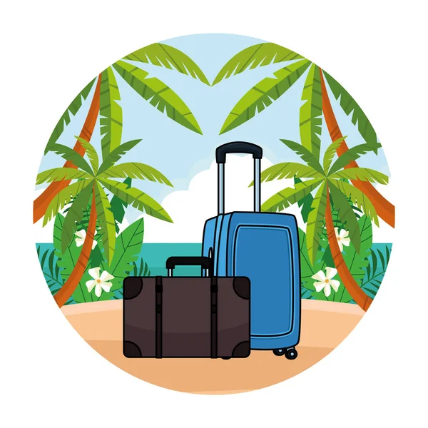 Bagages de voyage avec roues et valise — Image vectorielle