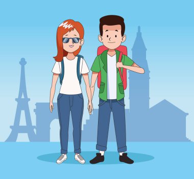 Mutlu turistler ve seyahat tasarımı