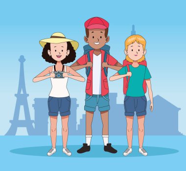 Mutlu turistler ve seyahat tasarımı
