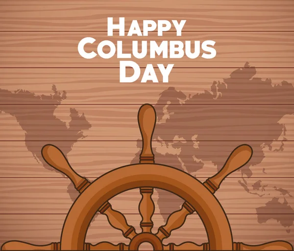 Ship rudder and Happy columbus day design — Stock Vector