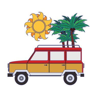 Ada çizgi filmindeki klasik kamyon izole edilmiş.