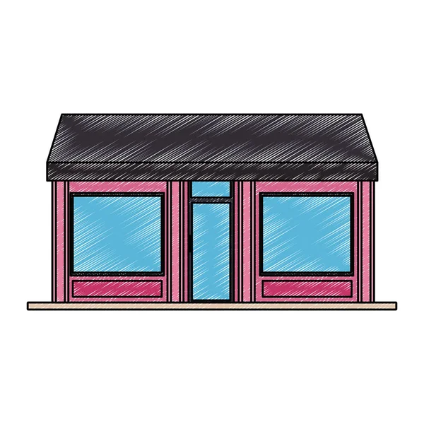 Magasin magasin bâtiment gribouillage — Image vectorielle