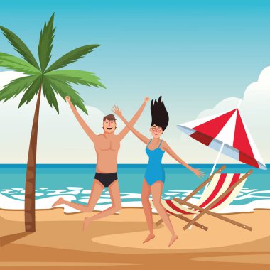 Yaz karikatürlerinde mutlu çift