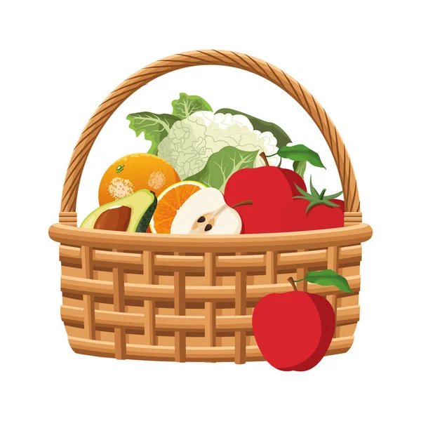 Basket with healthy vegetables design — Stock Vector