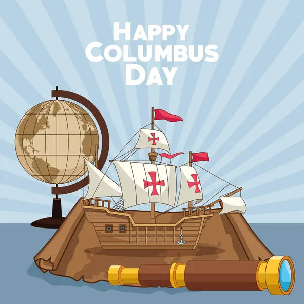 Colombus Columbus dag kort affisch — Stock vektor