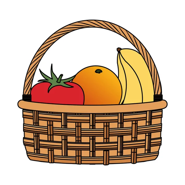 Cesta con diseño de frutas saludables — Archivo Imágenes Vectoriales