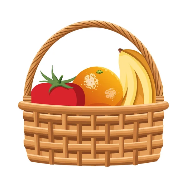 Panier avec design de fruits sains — Image vectorielle