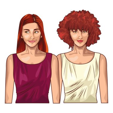 Pop sanat güzel kadınlar gülümsüyor.