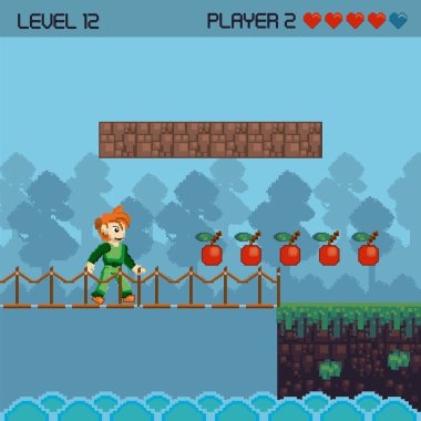 Retro video oyunu pikselli manzara
