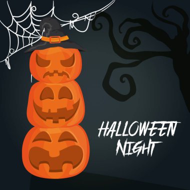 mutlu cadılar bayramı korkunç gece karikatür