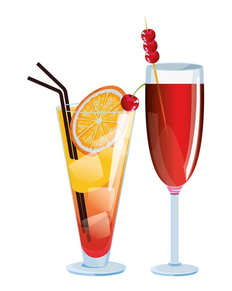 Icona cocktail di frutta tropicale cartone animato — Vettoriale Stock