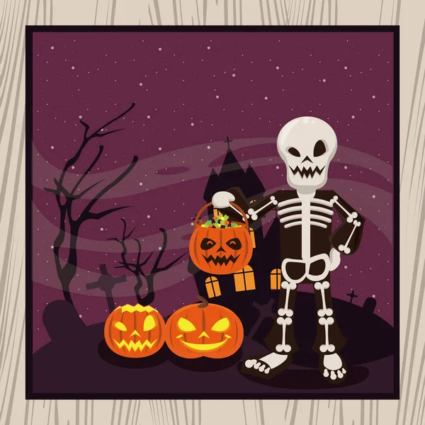 Divertidas y aterradoras caricaturas de Halloween — Vector de stock