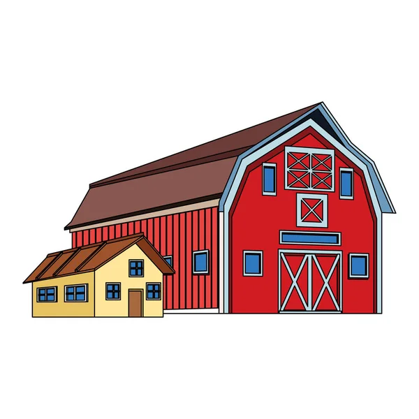Casa e design de celeiro de madeira Farm — Vetor de Stock