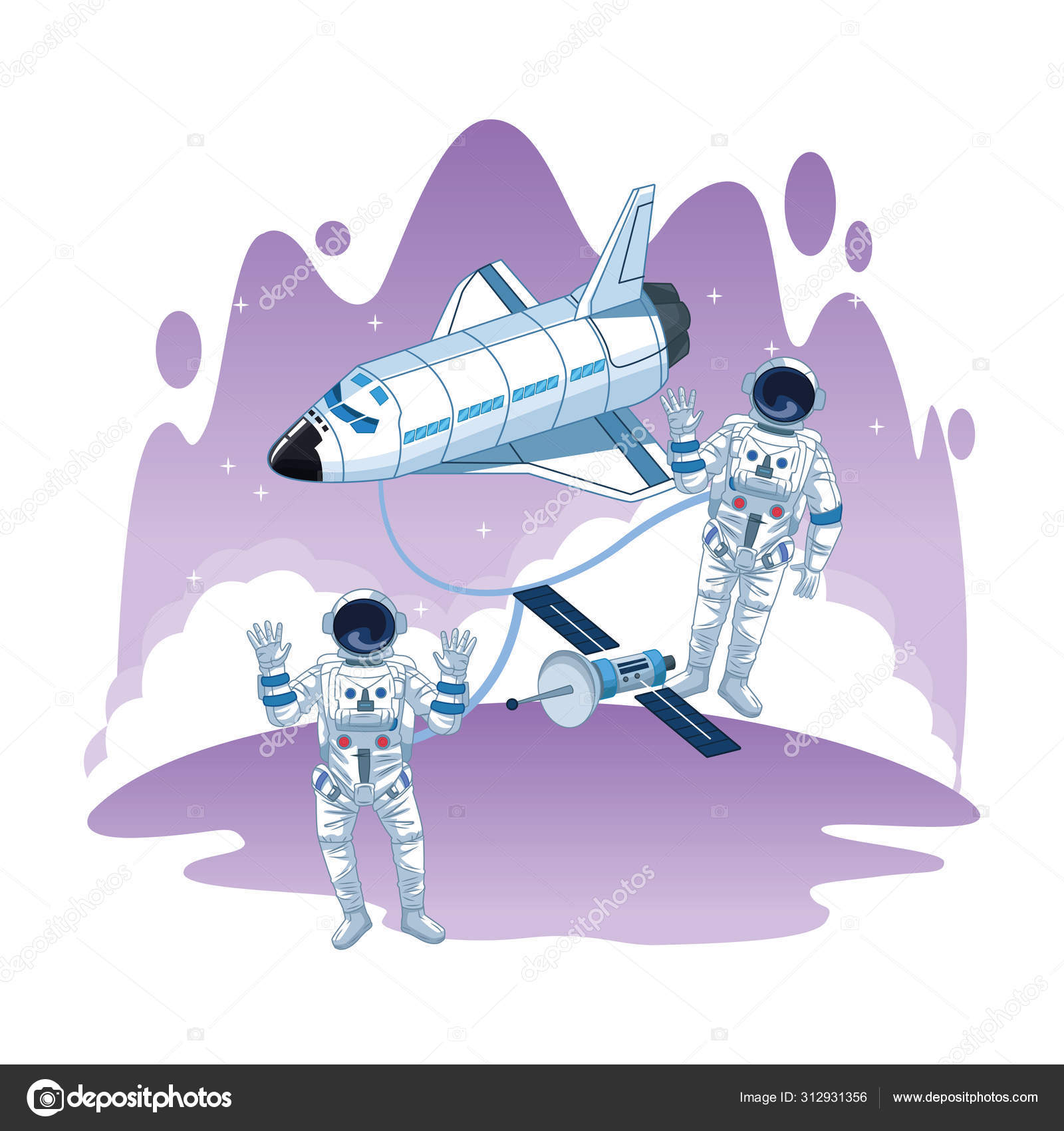 Astronauta en la exploración espacial dibujos animados aislados Vector de  stock #312931356 de ©jemastock, image size:1600x1700