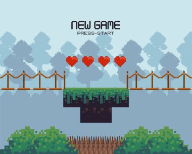 Arazi pikselli Retro video oyunu manzarası