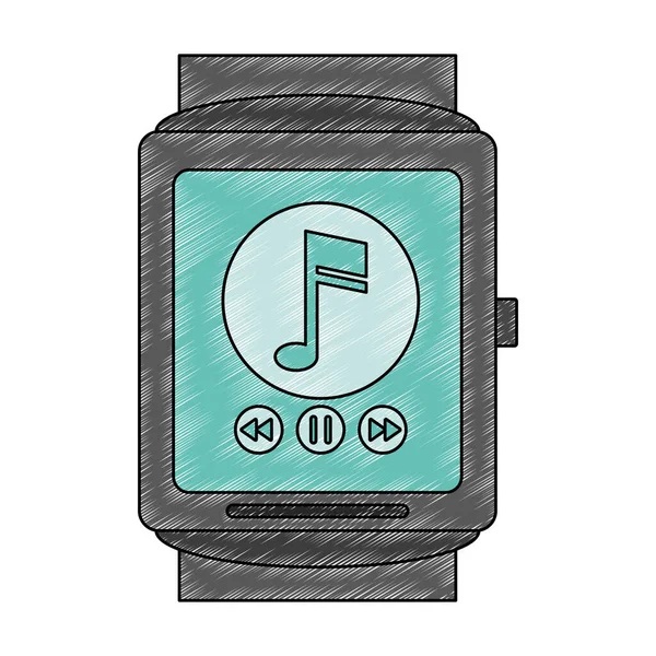 Smartwatch mit Musik-Scribble — Stockvektor