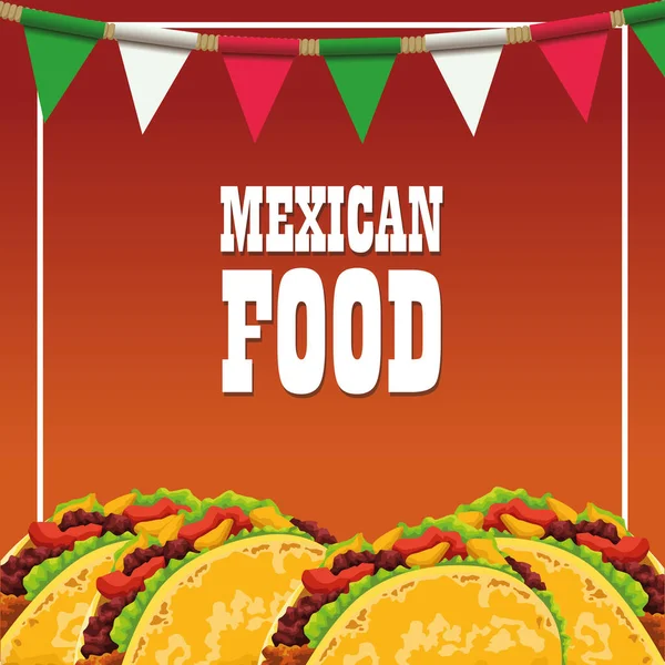 Poster makanan Meksiko dengan Taco - Stok Vektor